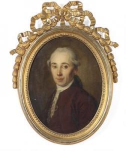 DARBES Joseph Friedrich A. 1747-1810,Portrait of a nobleman in burgundy-colour,1779,Bruun Rasmussen 2021-03-08
