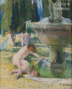 DARBOUR Marguerite Mary 1800-1900,Les nymphes à la fontaine,Gros-Delettrez FR 2020-06-09