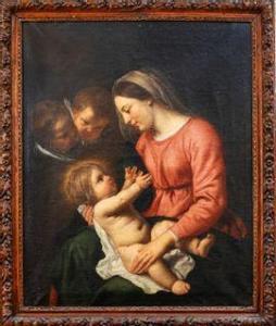 DARET Jean 1613-1668,Vierge à l'enfant entouré de deux chérubins,Boisgirard - Antonini FR 2021-03-23