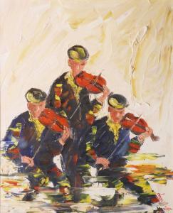 DARREN Paul 1944,ACORDIAN PLAYER,De Veres Art Auctions IE 2023-01-25