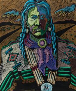 Darren Vigil Gray 1959,Indian with Blue Braids,1983,Hindman US 2023-11-02