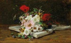 DARRU Louise 1840-1926,Summer Flowers Lying on a Book,1868,Palais Dorotheum AT 2015-12-07