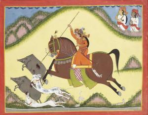 DAS Shiv 1800-1800,Kunwar Ajit Singh hunting boar on horseback,Bonhams GB 2014-10-07