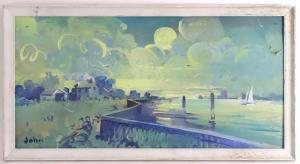 DASHWOOD JOHN,A harbour scene at sunrise with boats on the still,Claydon Auctioneers UK 2021-12-29