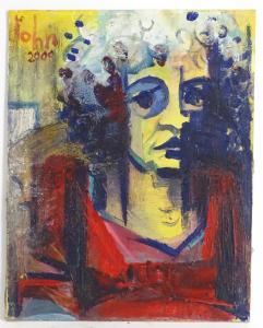 DASHWOOD JOHN,An abstract portrait of a woman with curly hair,2000,Claydon Auctioneers UK 2021-12-29