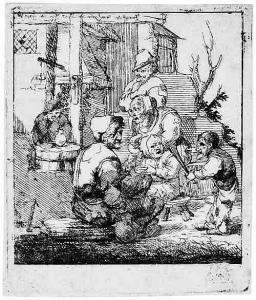 DASSONVILLE Jacques 1619-1670,Sechs zerlumpte Bauern vor dem Wirtshaus,Galerie Bassenge 2015-05-28