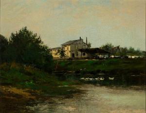DAUBIGNY Charles Francois 1817-1878,By the Water's Edge,1858-1860,Barridoff Auctions US 2024-04-13