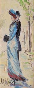 DAUCHOT Gabriel 1927-2005,Femme à la robe bleue,Lombrail - Teucquam FR 2018-06-02