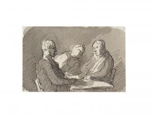 DAUMIER Honore 1808-1879,Étude pour 'Joueurs de Domino',Bonhams GB 2024-04-18