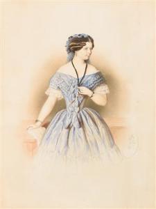 DAUTHAGE Adolf 1825-1883,Bildnis einer jungen Dame im blauen Kleid,Palais Dorotheum AT 2017-06-08