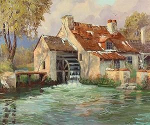 DAVAUX Robert Jean 1887-1962,Summertime Mill,Clars Auction Gallery US 2015-05-30