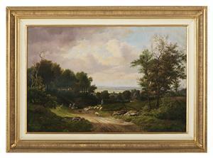DAVELOOZE Jean Baptiste 1807-1886,Shepherds on a Country Road,New Orleans Auction US 2021-10-24
