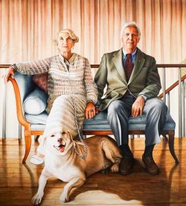 DAVENPORT Rebecca Read 1943,Seated Couple with White Labrador,1982,Weschler's US 2023-09-22