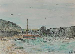 DAVID Benjamin Louis,MOORED BOAT,Ross's Auctioneers and values IE 2015-05-27