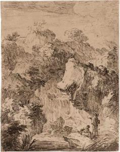 DAVID DE MARSEILLE Joseph Antoine 1725-1789,Felsige Landschaft mit einem Wasserfal,Galerie Bassenge 2020-11-25