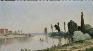 DAVID Ferdinand 1860-1944,Bord de rivière,Rossini FR 2013-06-28