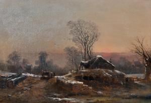 DAVID Richard B,A Winter Landscape, with a Horse and Cart by Farm ,John Nicholson 2019-06-26