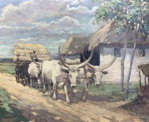 DAVID Richard B 1800-1800,Ox Cart and Rice Farmer,Duggleby Stephenson (of York) UK 2022-04-01