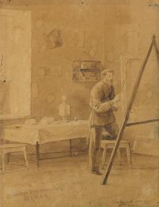 DAVIDOFF Ivan 1800-1800,Artist in his studio,Eastbourne GB 2020-07-29