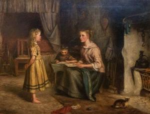 DAVIDSON Alexander,Interior scene with mother and her children doing ,1875,Hansons 2022-06-30