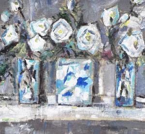 DAVIDSON Allan Albert 1913-1988,table top with white roses,Burstow and Hewett GB 2020-07-15