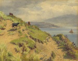 DAVIDSON Charles Grant,Scottish Highland landscape with cattle grazing be,Eastbourne 2022-09-07