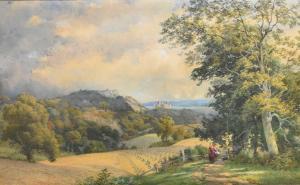 DAVIDSON Charles Grant 1824-1902,Welsh Coastal Landscape with Castle,Halls GB 2023-07-05