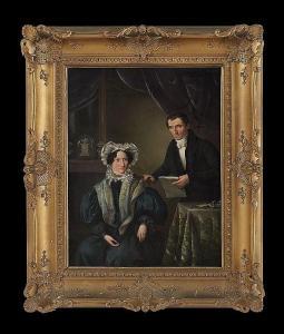 DAVIDSON Ezechiel 1792-1870,Elegant Couple in a Study,1825,New Orleans Auction US 2015-05-30