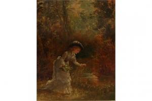 DAVIDSON Thomas 1863-1903,A Young Girl Dressed in White Picking Flowers,John Nicholson GB 2015-10-28