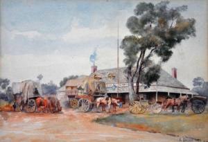 DAVIES edward 1841-1920,A Wayside Inn and Wool Wagons,Elder Fine Art AU 2011-09-25