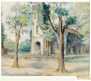 DAVIES HUGHES Ethel 1896-1924,CHURCH IN LANDSCAPE,Charlton Hall US 2008-11-22