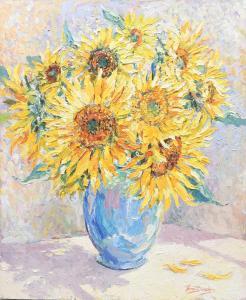 DAVIES Janet 1900-1900,Still life with sunflowers in a vase,1975,Woolley & Wallis GB 2023-12-13