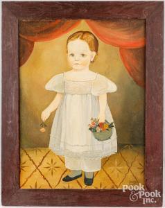 DAVIES Jeanne 1936,portrait of a child,Pook & Pook US 2024-02-28