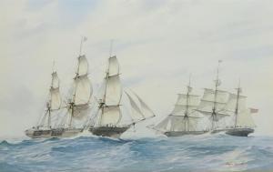 DAVIES Roger 1945,Two Sailing Vessels in Choppy Waters,David Duggleby Limited GB 2022-01-29