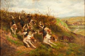 DAVIS Arthur A 1877-1905,Fox Persued by Hounds,1884,Skinner US 2023-11-02
