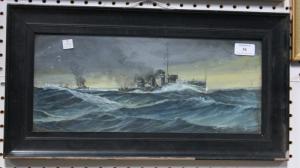 DAVIS G.H,Seascape with a Convoy of Gunships,1914,Tooveys Auction GB 2009-07-15