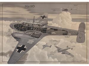 DAVIS George Horace 1881-1963,Me 110 (Messerschmitt), Air Diagram,Onslows GB 2015-12-18