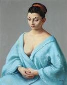 DAVIS Gladys Rockmore,PORTRAIT OF H. MCGILL: WOMAN DRAPED IN BLUE, DEEP ,Sloans & Kenyon 2013-02-16