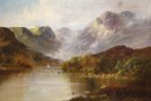 DAVIS H.B 1800-1900,Highland lake scene with sailing vessel,Cuttlestones GB 2019-09-12