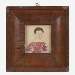 DAVIS Jane Anthony 1821-1855,Portrait Miniature of a Little Girl in Red Dress,Freeman US 2021-11-10