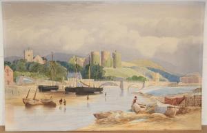 DAVIS Joseph Barnard,Landscape View with Fishermen in a River beneath a,Tooveys Auction 2016-05-18