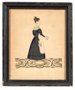 DAVIS Joseph Barnard 1861-1943,Portrait of a Woman in a Black Dress Holding a Boo,Skinner 2017-08-13