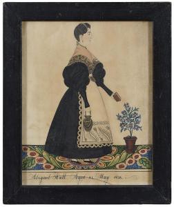 DAVIS Joseph H 1811-1865,Portrait of Abigail Hall. Aged 24. May 1836,Brunk Auctions US 2021-04-08