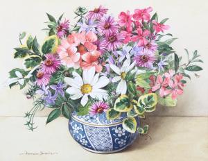 DAVIS Pamela 1927-2019,late summer flowers,Burstow and Hewett GB 2022-02-25