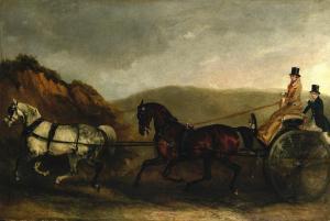 DAVIS Richard Barrett 1782-1854,A coach drawn by grey and chestnut horses,1843,Bonhams GB 2021-11-10
