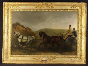 DAVIS Richard Barrett 1782-1854,A Coach drawn by grey & chestnut horse,1843,Wilkinson's Auctioneers 2022-10-08