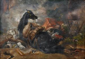 DAVIS Trevor 1900-1900,A Battle Scene, with a Fallen Horse,19th,John Nicholson GB 2020-01-29