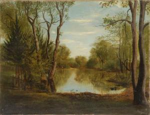 DAVIS William 1826-1910,A tree-lined pond,Eldred's US 2015-09-26