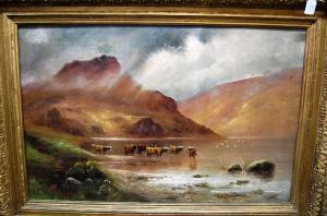 DAVIS William 1826-1910,Highland landscape with cattle by a loch,Vickers & Hoad GB 2009-07-26