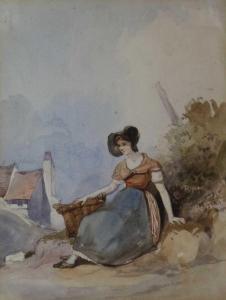 DAVISON William 1808-1870,Girl in a bonnet with a pannier,Halls GB 2021-06-02